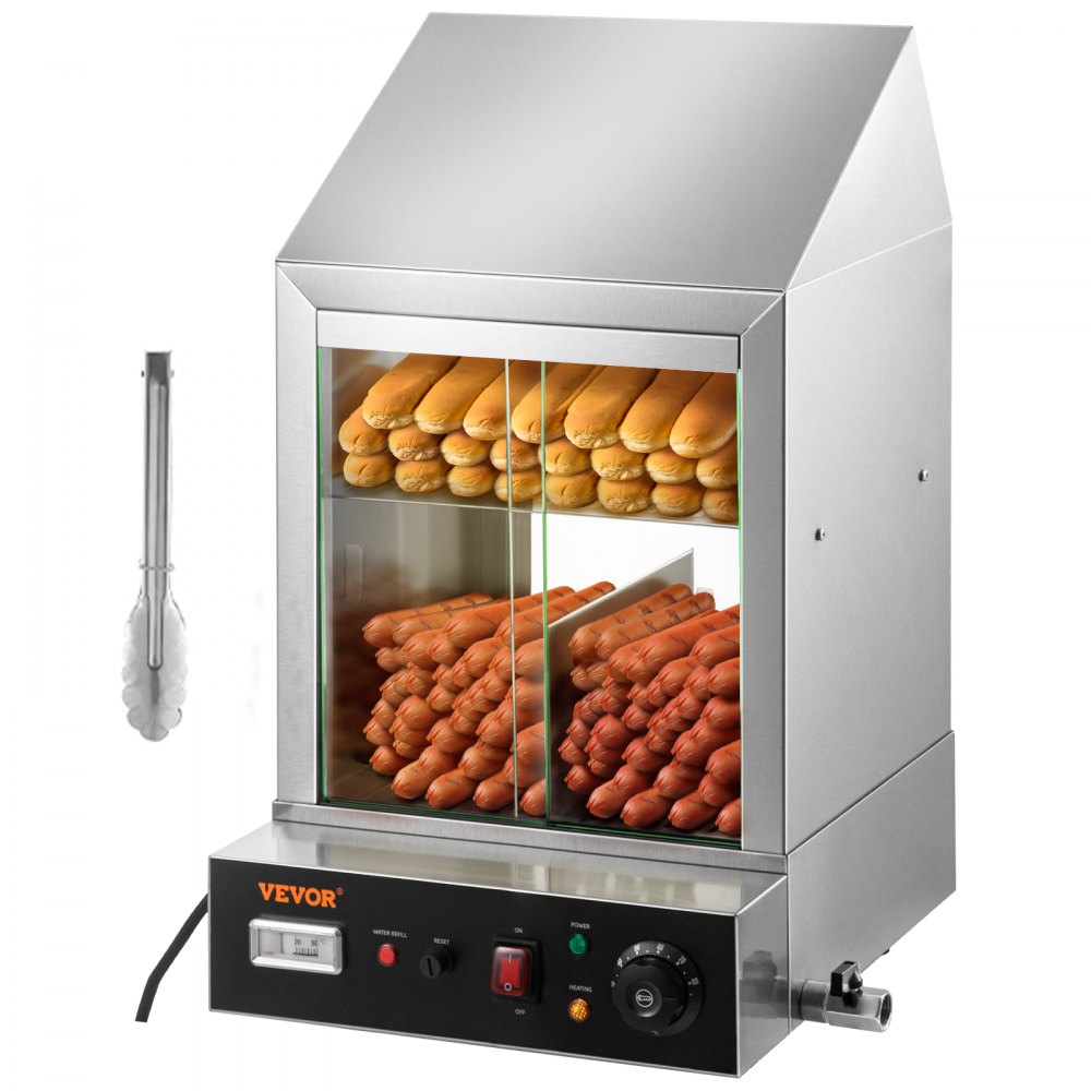 BW-1P-E - 1200W 2-Tier Hot Dog Steamer with Temperature Control