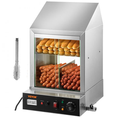 BW-1P-E - 1200W 2-Tier Hot Dog Steamer with Temperature Control