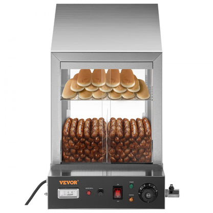 BW-1P-E - 1200W 2-Tier Hot Dog Steamer with Temperature Control