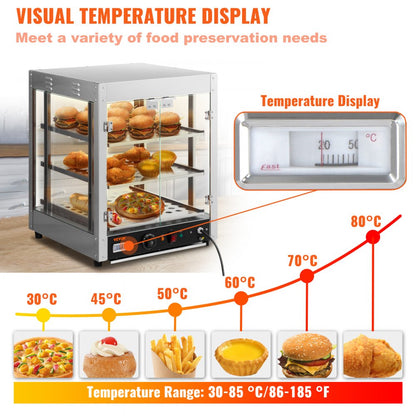 BWG-M - 3-Tier Stainless Steel Food Warmer with Adjustable Shelves