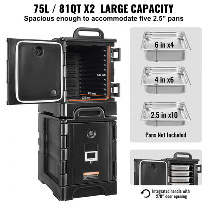 BW-75 - 81QT Insulated Food Carrier with Stackable Design and Wheels