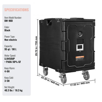 BW-90D - 90L Insulated Food Carrier Box, Lightweight & Sturdy Design