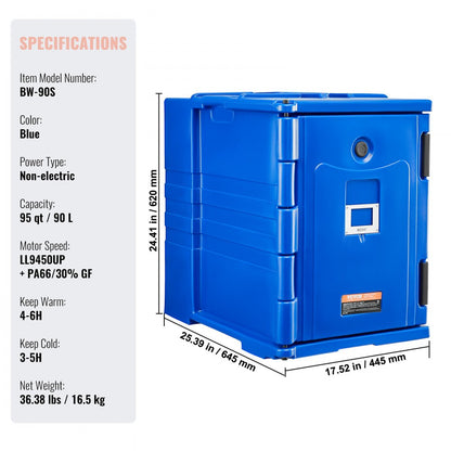 BW-90S - 90L Lightweight Insulated Food Carrier with Durable Design