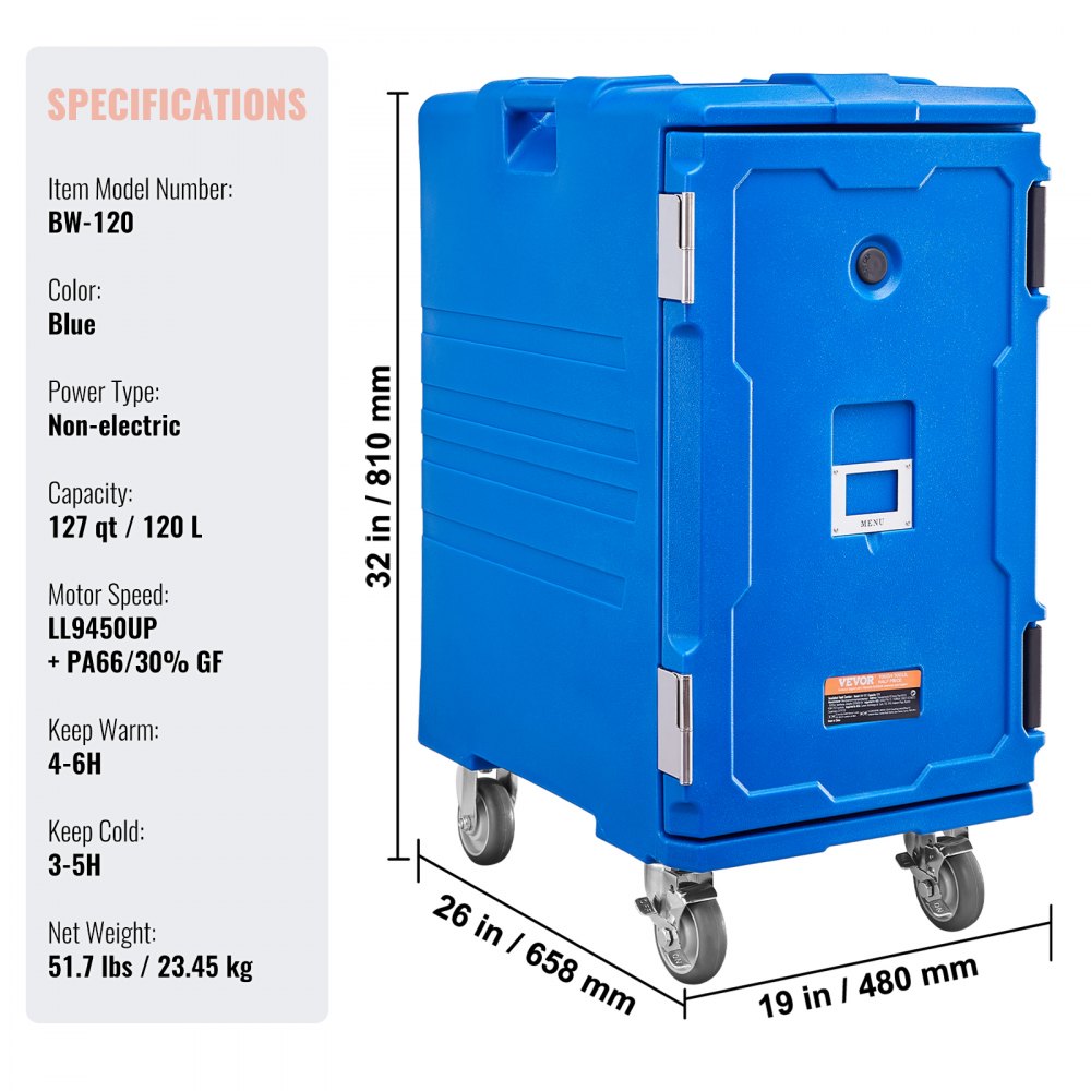 BW-90D - 120L Lightweight Insulated Food Carrier with Durable Design