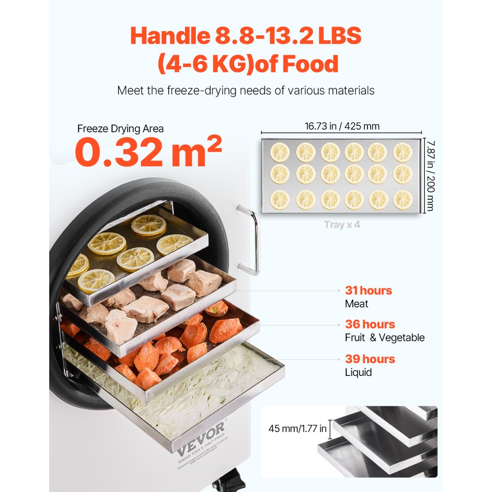 HFD-4 - 8.8-13.2 lbs Vacuum Freeze Dryer for Food Preservation