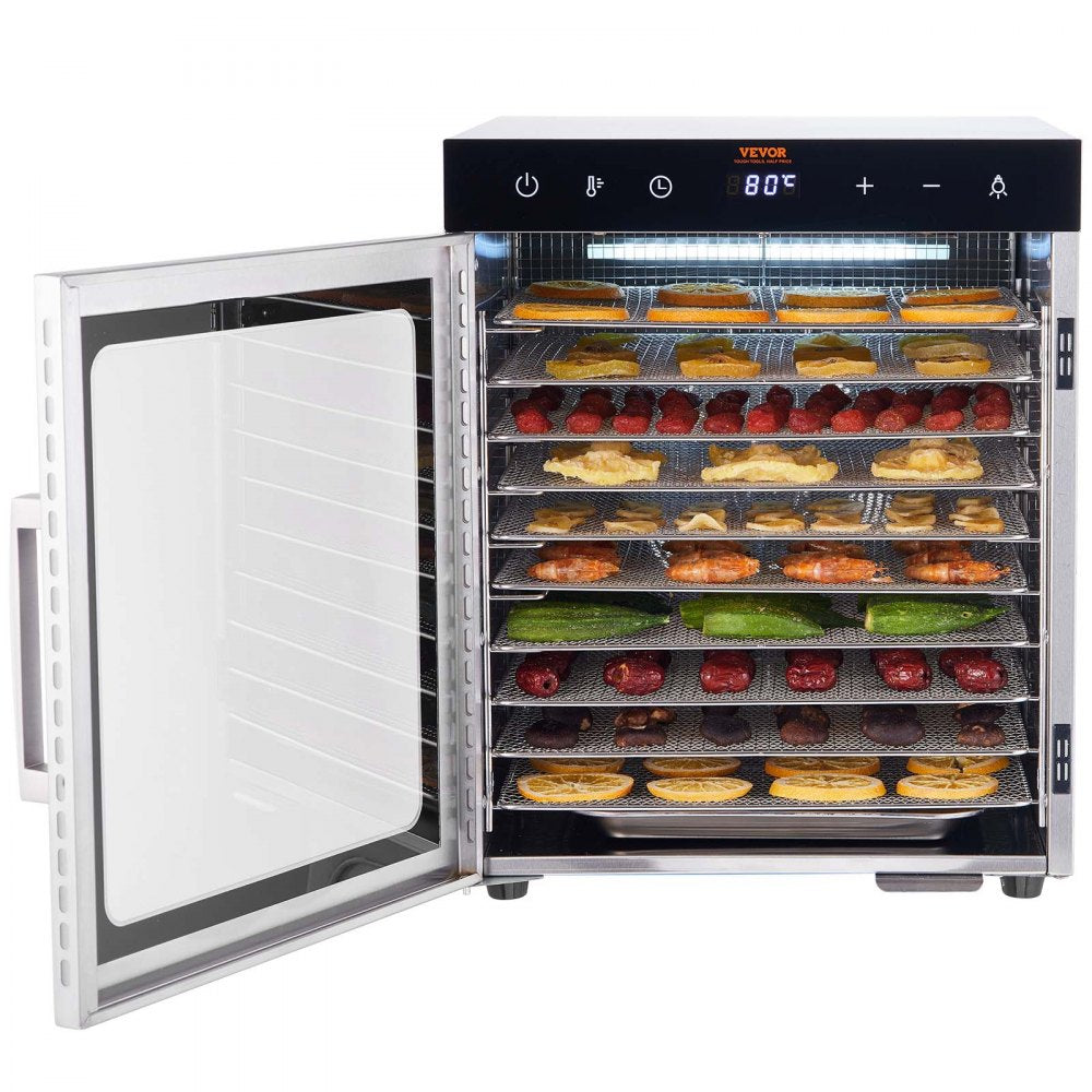 SS-10H - 10-Tray Stainless Steel Food Dehydrator with Adjustable Timer