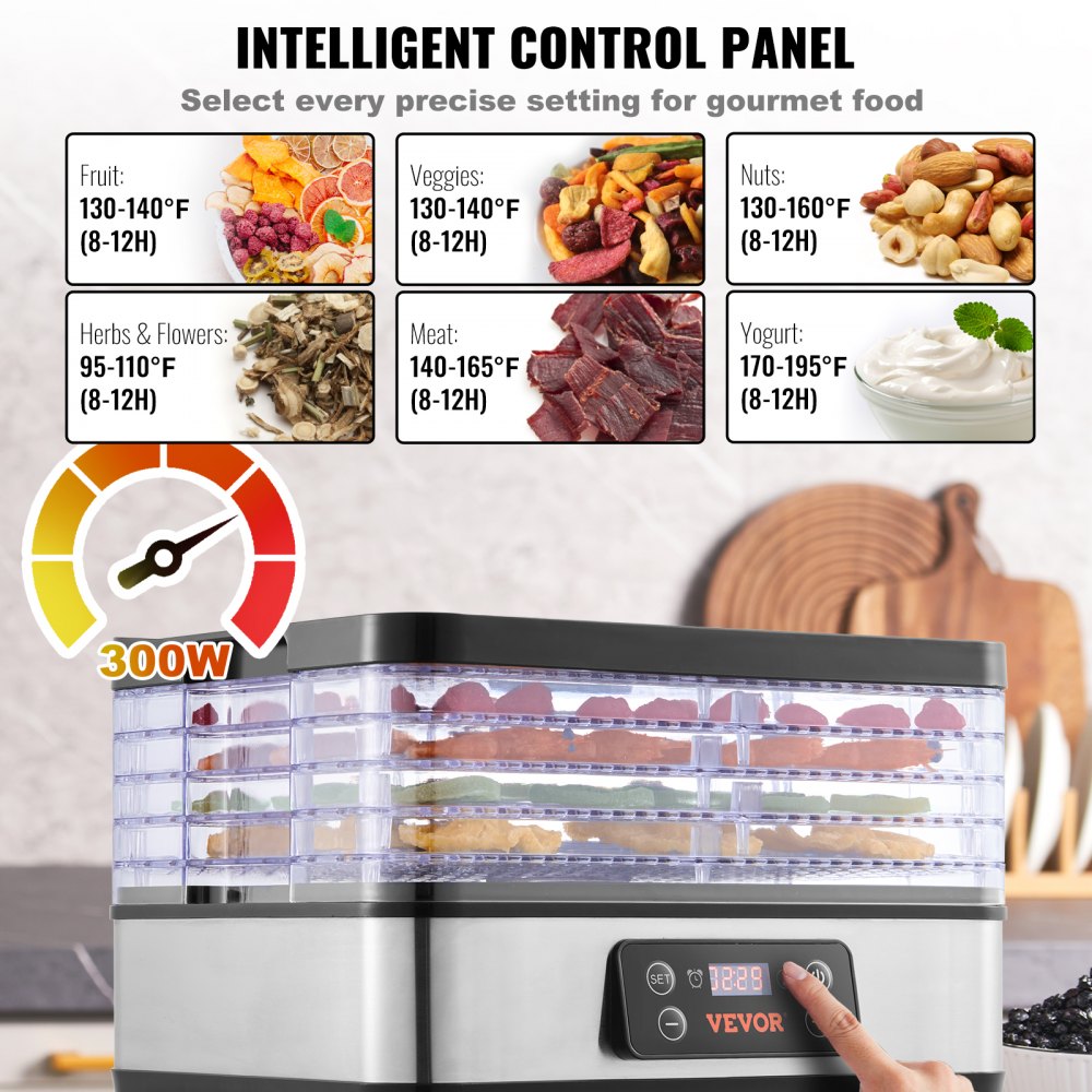 DH805 - 5-Tray VEVOR Food Dehydrator for Healthy Snacks & Meals