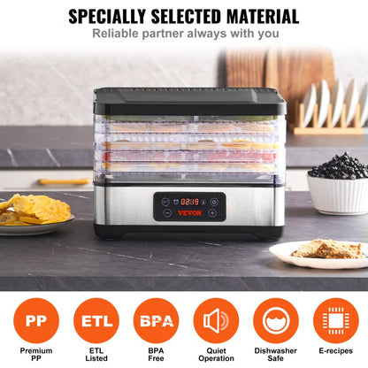 DH805 - 5-Tray VEVOR Food Dehydrator for Healthy Snacks & Meals