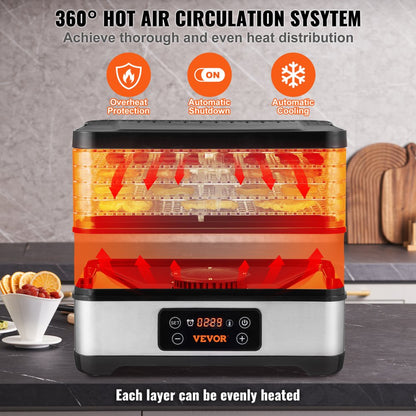 DH805 - 5-Tray VEVOR Food Dehydrator for Healthy Snacks & Meals