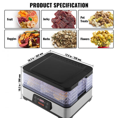 DH805 - 5-Tray VEVOR Food Dehydrator for Healthy Snacks & Meals