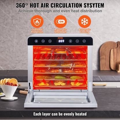SS-06A - 6 Tray Stainless Steel Food Dehydrator with 360° Airflow