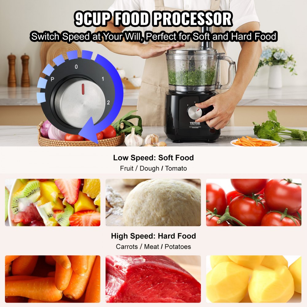 CY-365 - Effortless 9-Cup VEVOR Food Processor for Easy Meal Prep