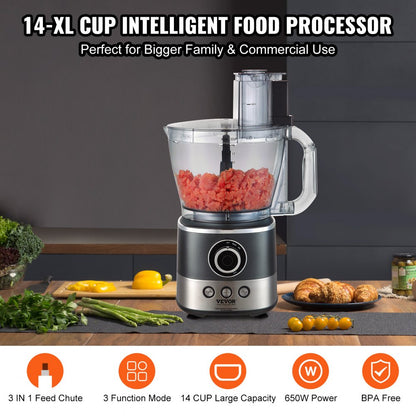CY-329B - 14-Cup Versatile Food Processor with Stainless Steel Blades