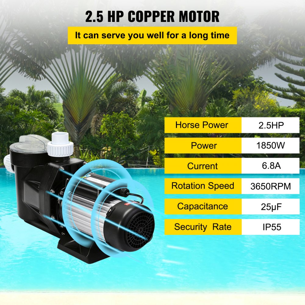SPP250A - Durable 2.5HP Pool Filter Pump with Low Noise Operation