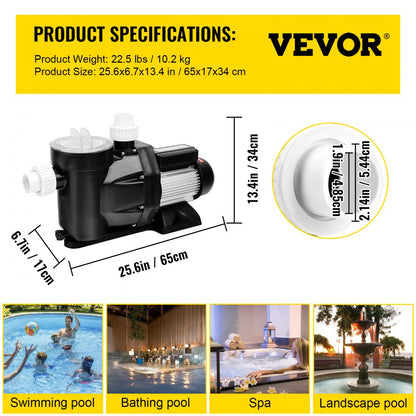 SPP250A - Durable 2.5HP Pool Filter Pump with Low Noise Operation