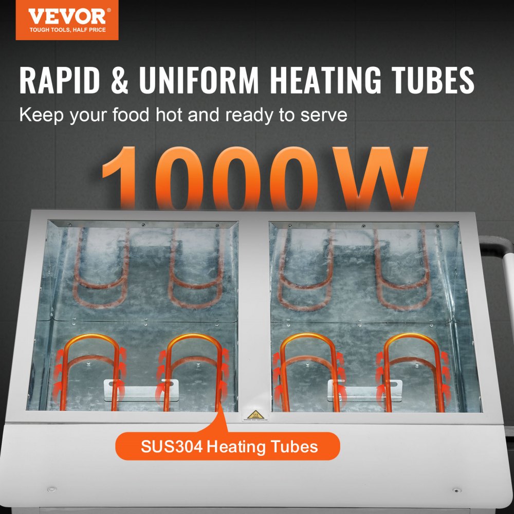 MDC-2 - 1000W VEVOR Commercial Food Warmer with Mobility & Dual Controls