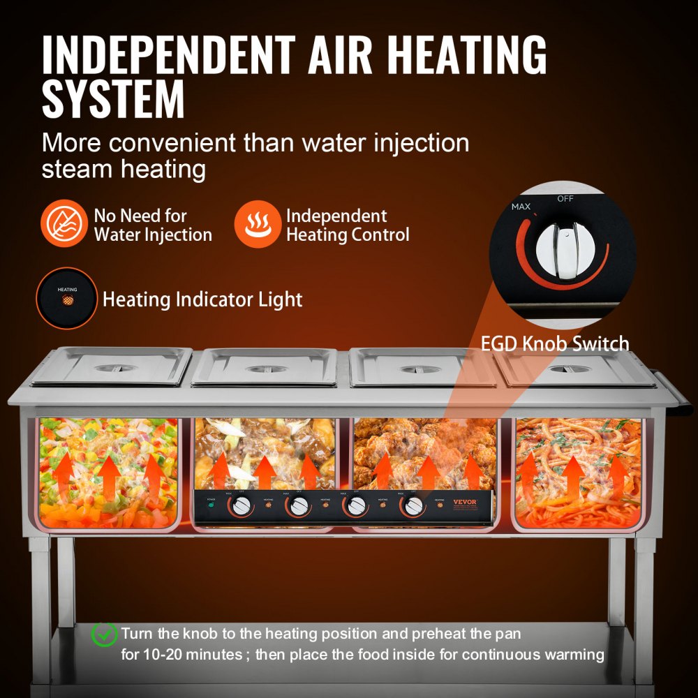 MDC-4 - 4-Pan Stainless Steel Food Warmer for Efficient Catering