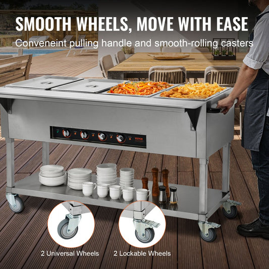 MDC-4 - 4-Pan Stainless Steel Food Warmer for Efficient Catering