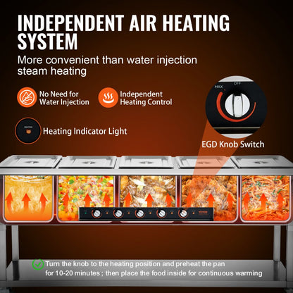 MDC-5 - 5-Pan Electric Food Warmer with Stainless Steel Heating System