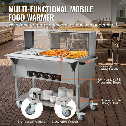 MDC-3C - 3-Pan Stainless Steel Food Warmer for Events, 20.6QT Capacity