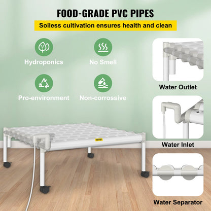 VV1-72W Hydroponic System - 8 Pipes, 72 Sites, 31" Each
