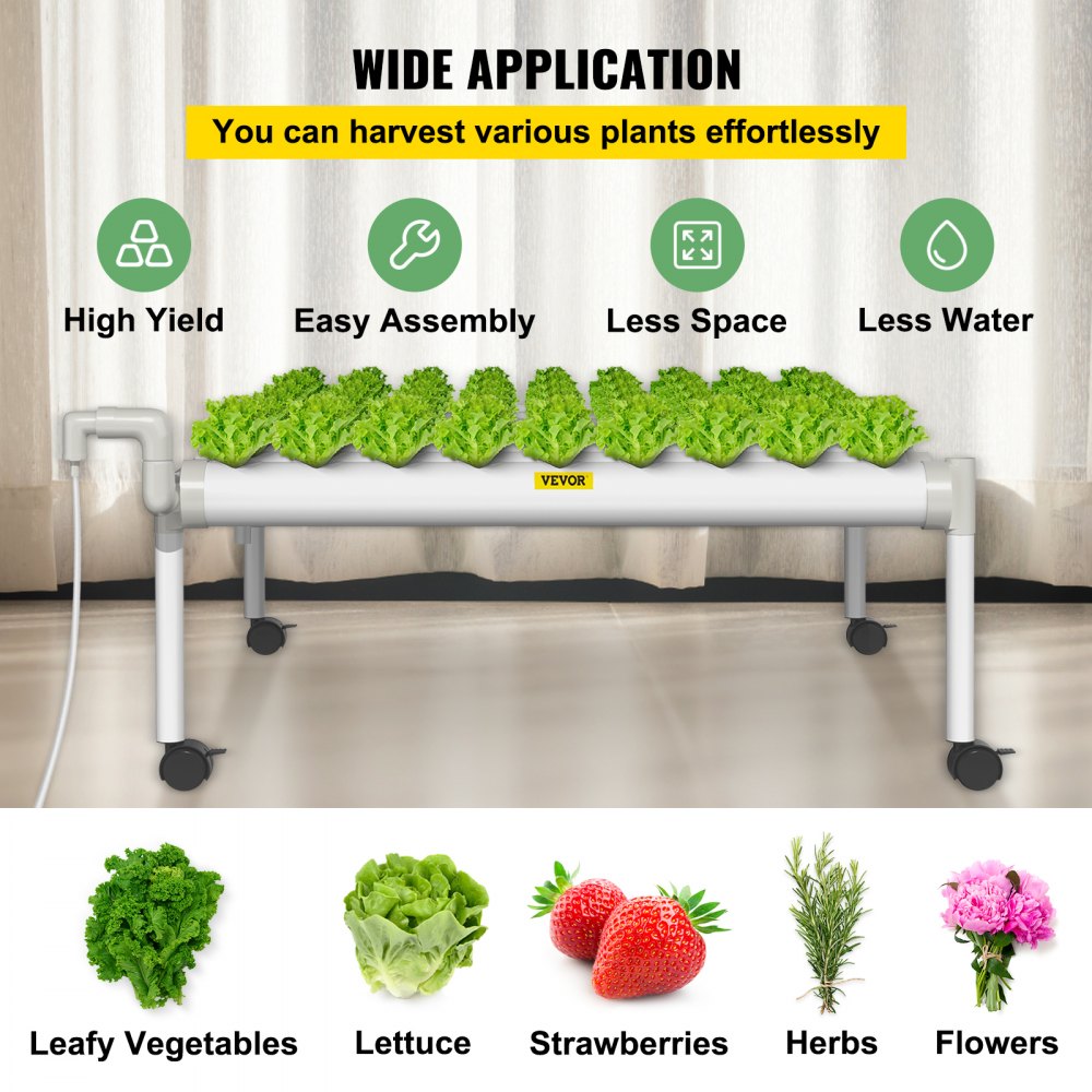 VV1-72W Hydroponic System - 8 Pipes, 72 Sites, 31" Each