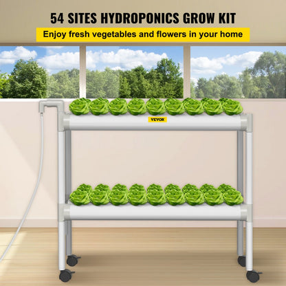 VVGrey2-54 - 54-Site Hydroponics System with 6 Pipes for Vegetables & Herbs