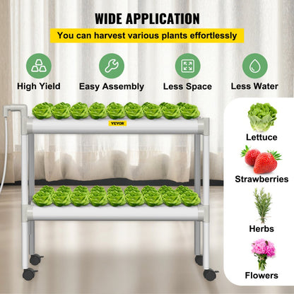 VVGrey2-54 - 54-Site Hydroponics System with 6 Pipes for Vegetables & Herbs