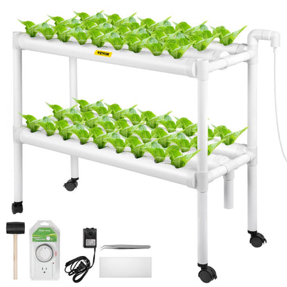 VVGrey2-54 - 54-Site Hydroponics System with 6 Pipes for Vegetables & Herbs