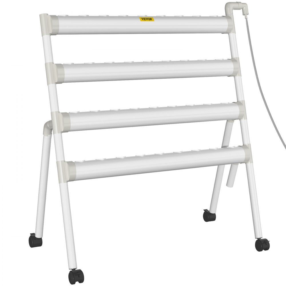 VVGrey4-36 - 36-Site Hydroponic System with 4 PVC Pipes, Timer & Pump