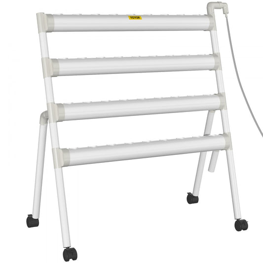 VVGrey4-36 - 36-Site Hydroponic System with 4 PVC Pipes, Timer & Pump