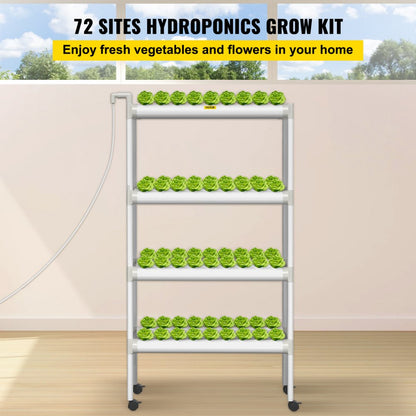 VVGrey4-72 - 72-Site Hydroponic Growing System with Timer & Water Pump