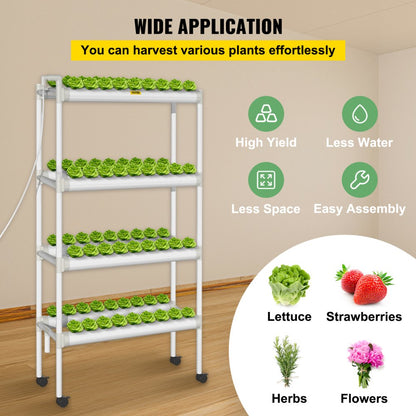 VVGrey4-72 - 72-Site Hydroponic Growing System with Timer & Water Pump