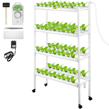 VVGrey4-72 - 72-Site Hydroponic Growing System with Timer & Water Pump