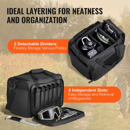 TL-1709 - VEVOR Tactical Range Bag for 3 Handguns & 6 Magazines