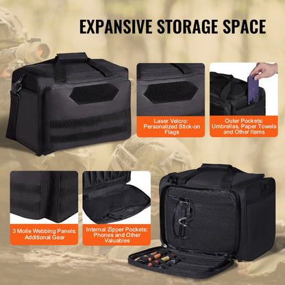 TL-1709 - VEVOR Tactical Range Bag for 3 Handguns & 6 Magazines