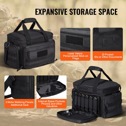 TL-1733 - Durable Tactical Range Bag for 4 Handguns & 6 Magazines