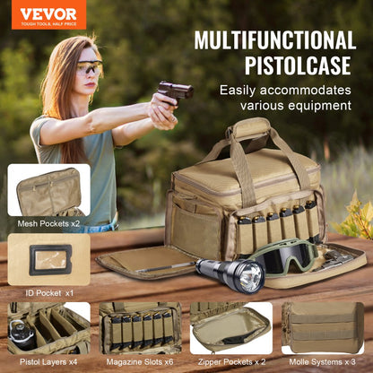 TL-1733 - VEVOR Tactical Range Bag for 4 Handguns & 6 Magazines