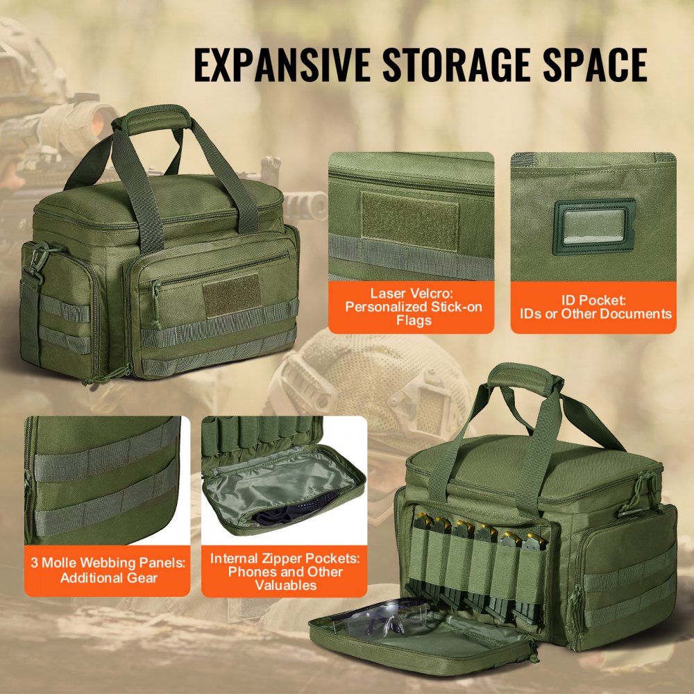 TL-1733 - Tactical Green Range Bag for 4 Handguns & 6 Magazines