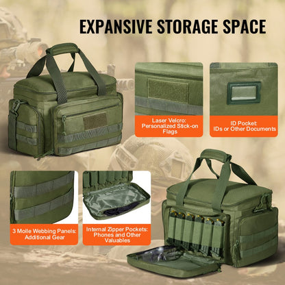 TL-1733 - Tactical Green Range Bag for 4 Handguns & 6 Magazines