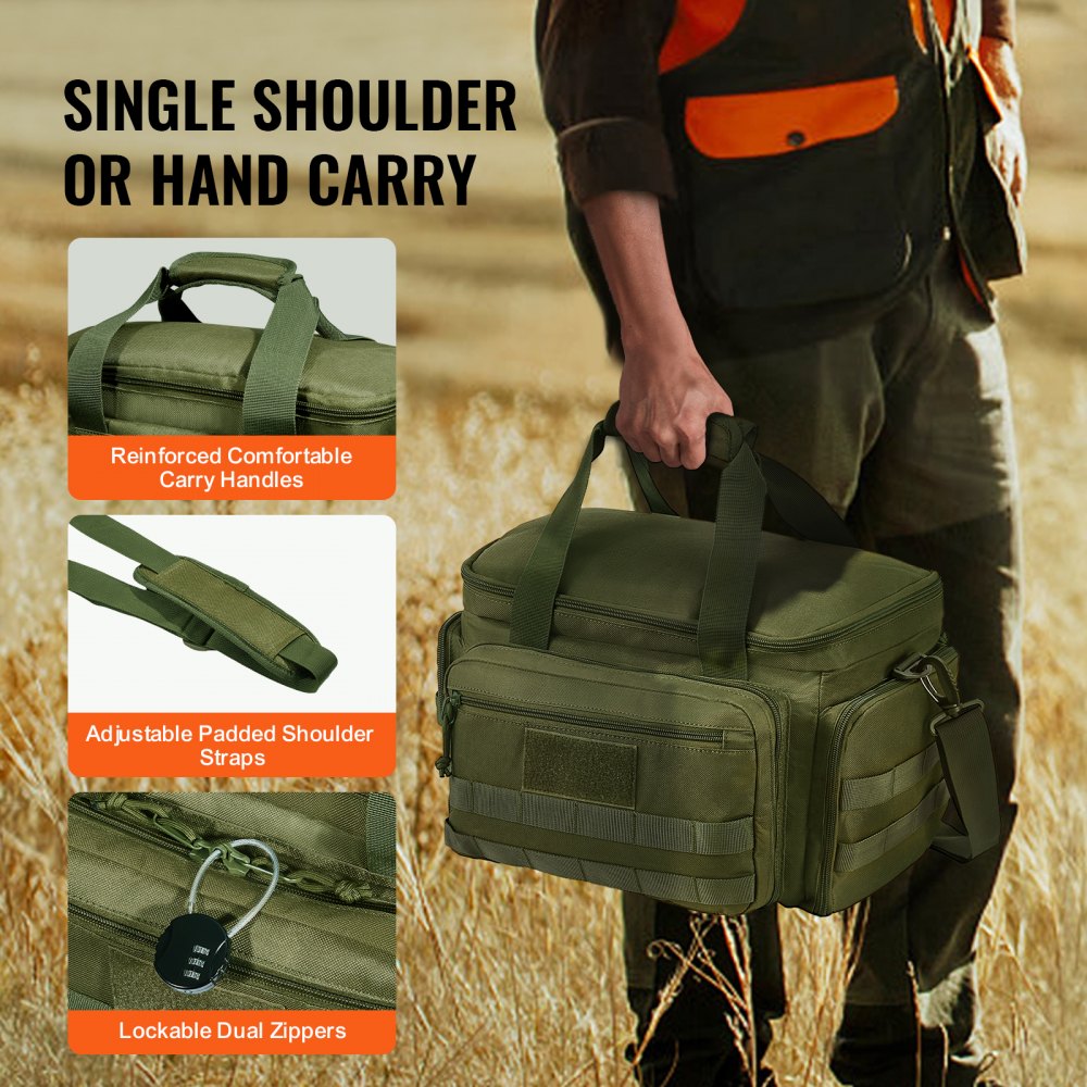 TL-1733 - Tactical Green Range Bag for 4 Handguns & 6 Magazines