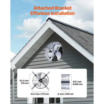 BT-WM15P065S0 - 15" Gable Mount Fan with 1300 CFM Airflow