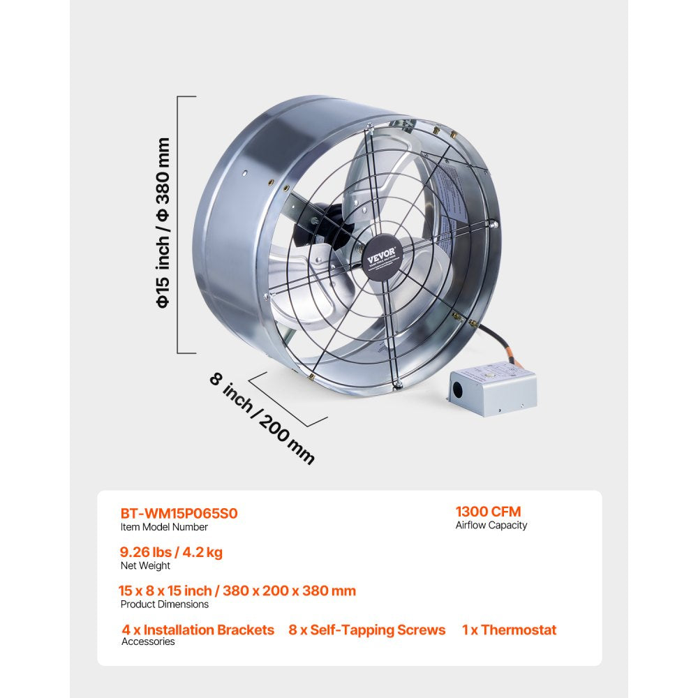BT-WM15P065S0 - 15" Gable Mount Fan with 1300 CFM Airflow