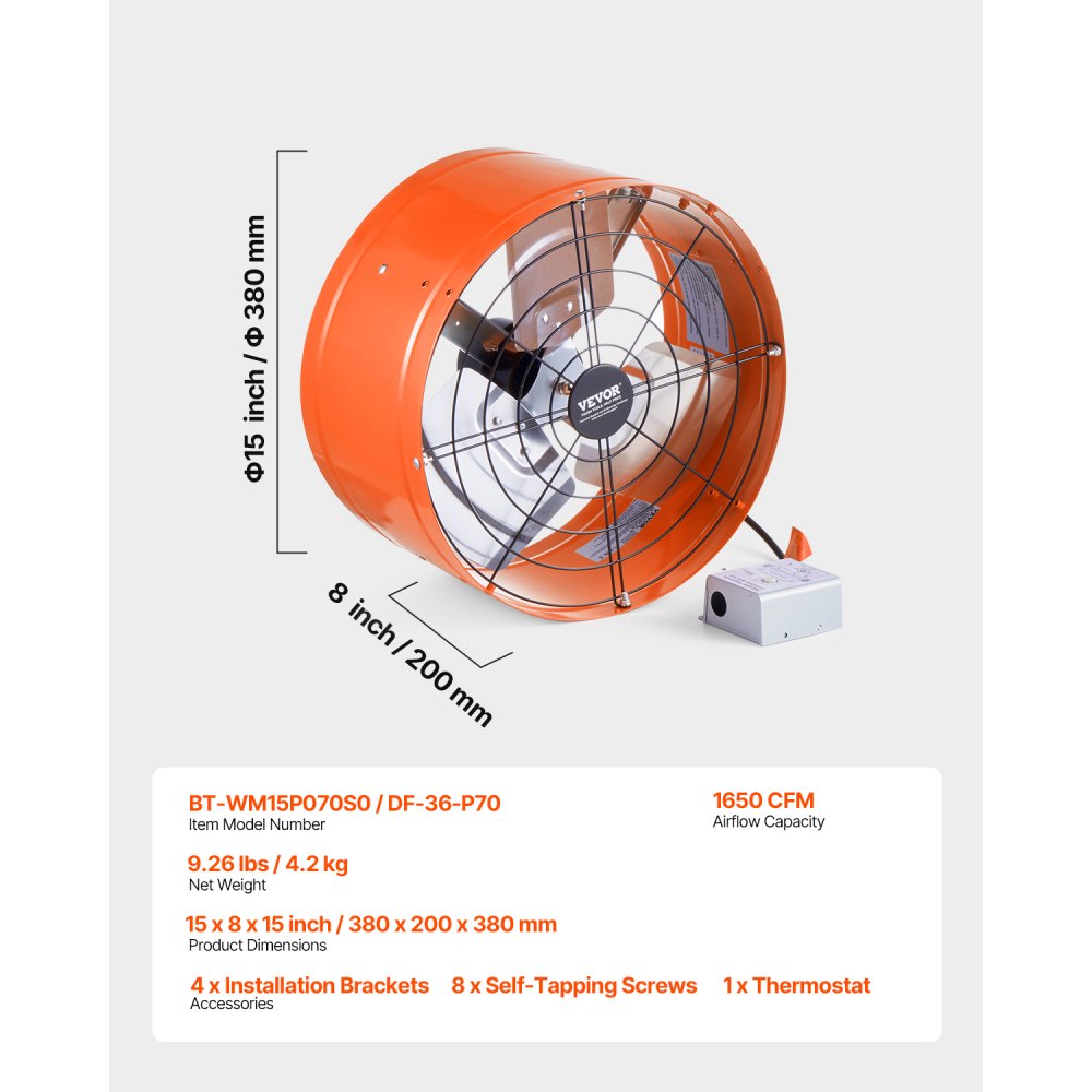 BT-WM15P070S0 - Energy Efficient 15" Gable Mount Fan for Attics