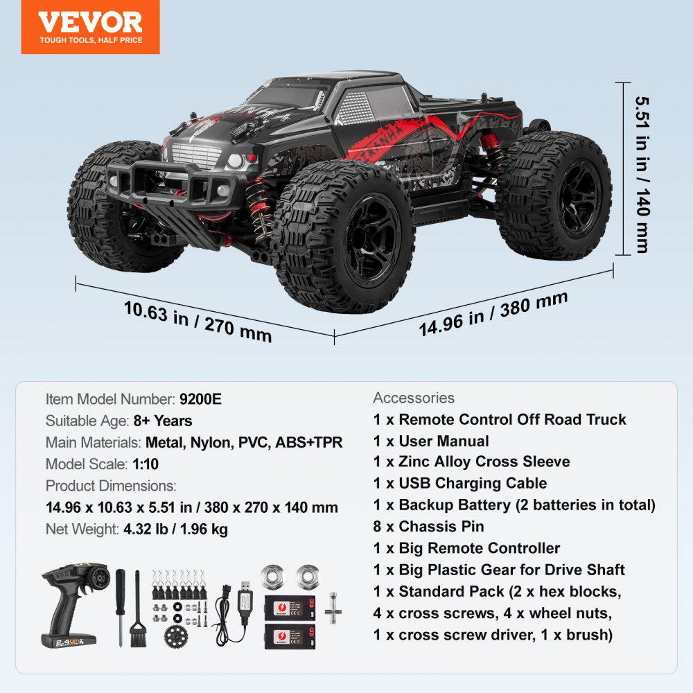 9200E - 1:10 Scale 4WD Off-Road RC Car with 38 km/h Speed