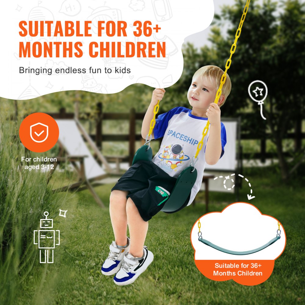 TL18C-02 - VEVOR Soft Board Swing Seats with Heavy-Duty Chains for Kids