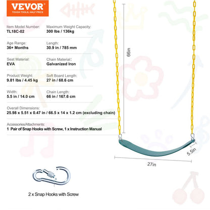 TL18C-02 - VEVOR Soft Board Swing Seats with Heavy-Duty Chains for Kids