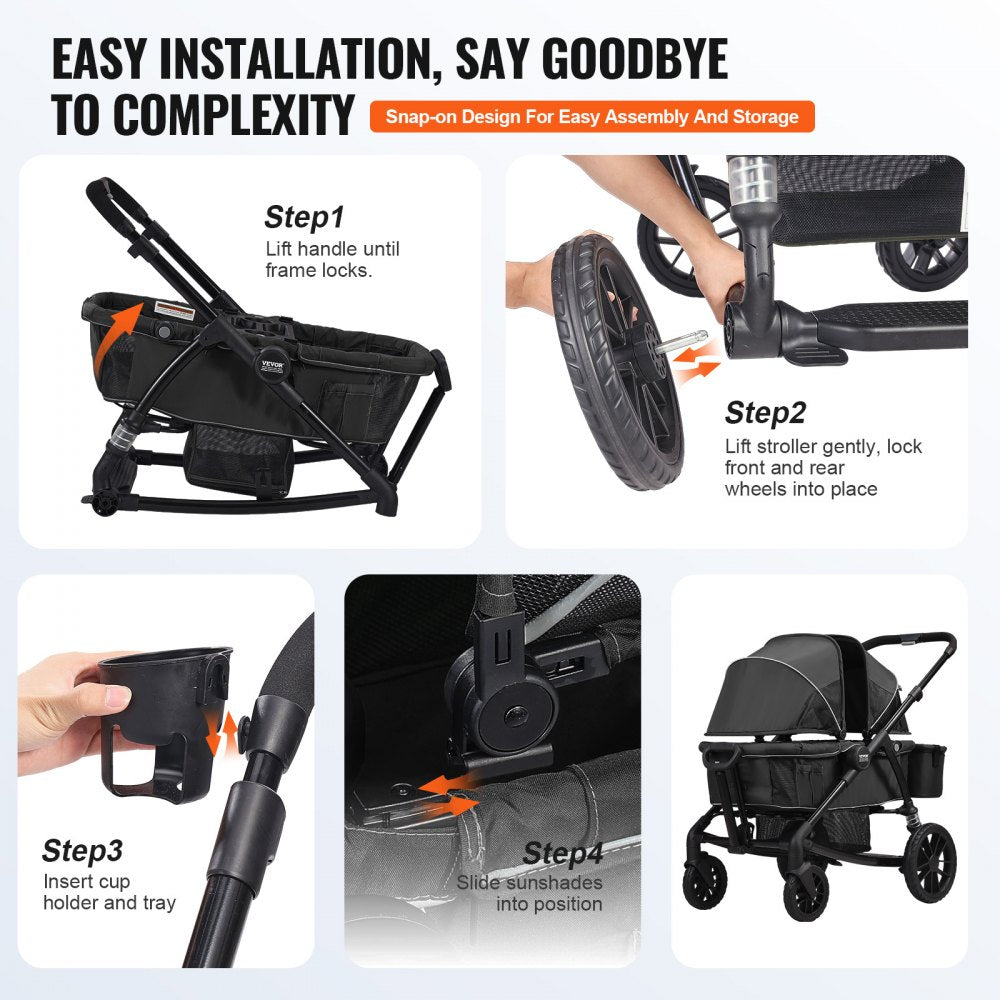 D005 - Compact All-Terrain Stroller Wagon for Two, 55 lbs Capacity