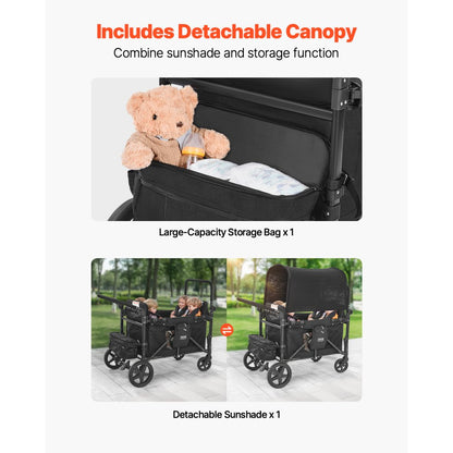 IM4seater-HS - Portable 4-Seater Wagon Stroller with Safety Harness
