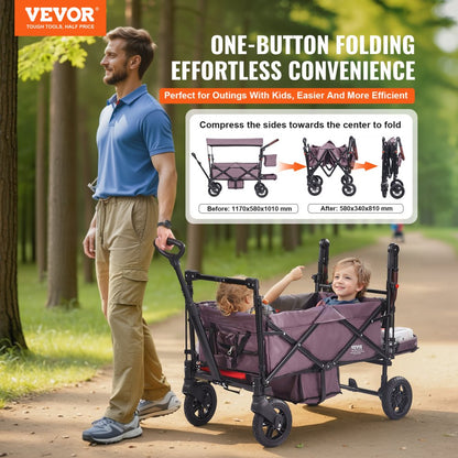 IM-662-AZ - Twin Ready Wagon Stroller with Canopy & Foldable Design